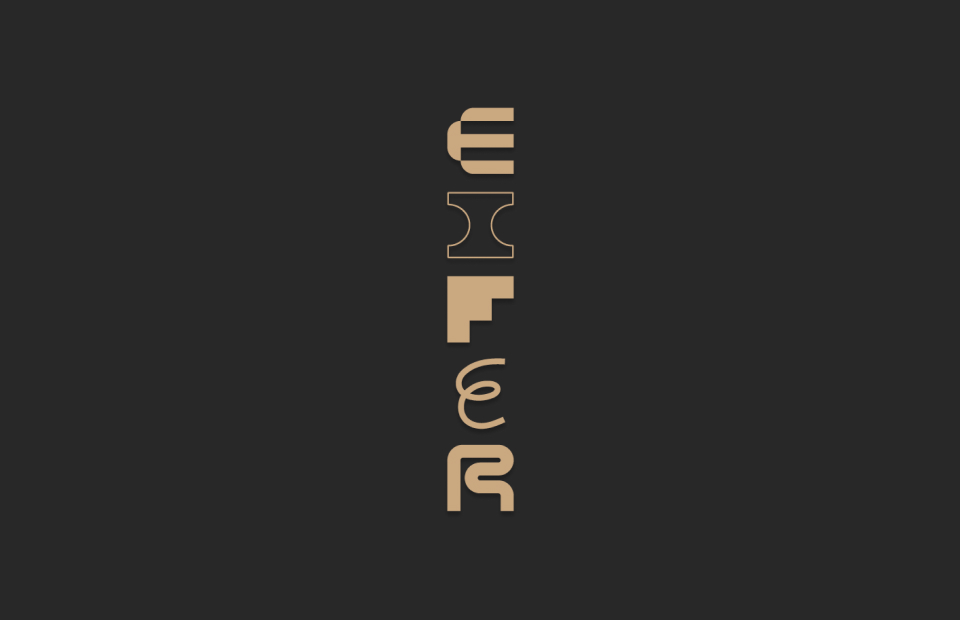 Gold stacked Eifer logo on charcoal background
