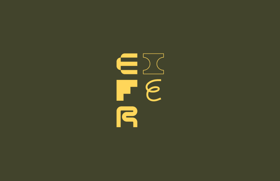 Semi stacked yellow Eifer logo on green background