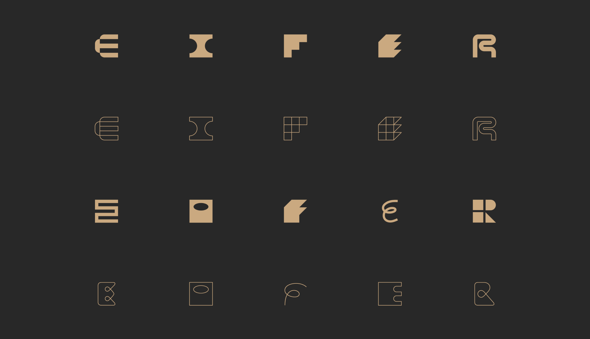 Eifer logo typography system showing variations of letterforms.