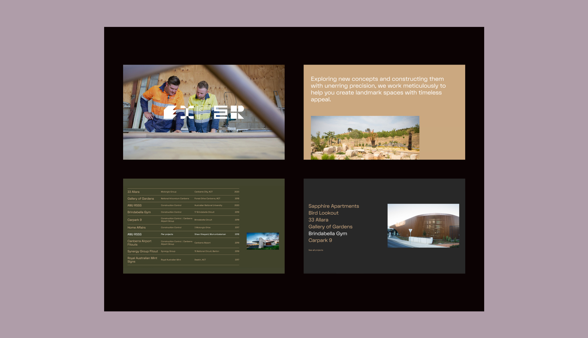 Various page designs for the Eifer website displayed in desktop device format.
