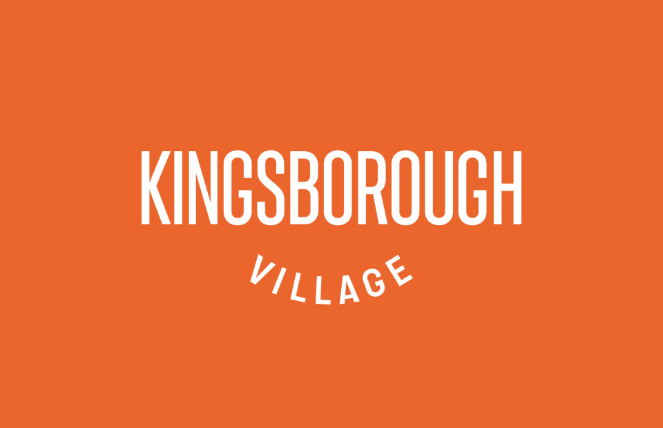 White Kingsborough logo on orange background.