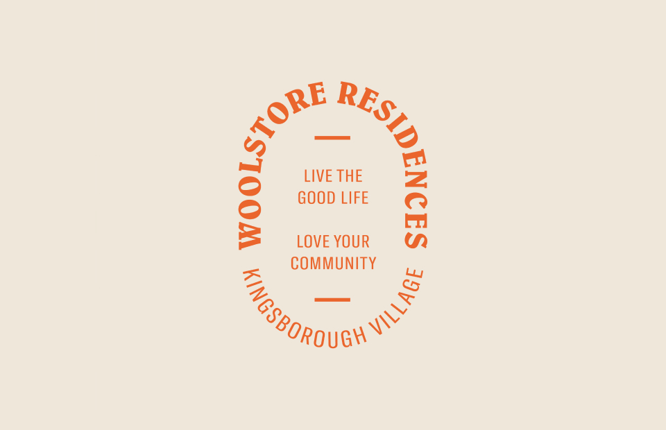 Woolstore residences logo. Live the good life, love your community.