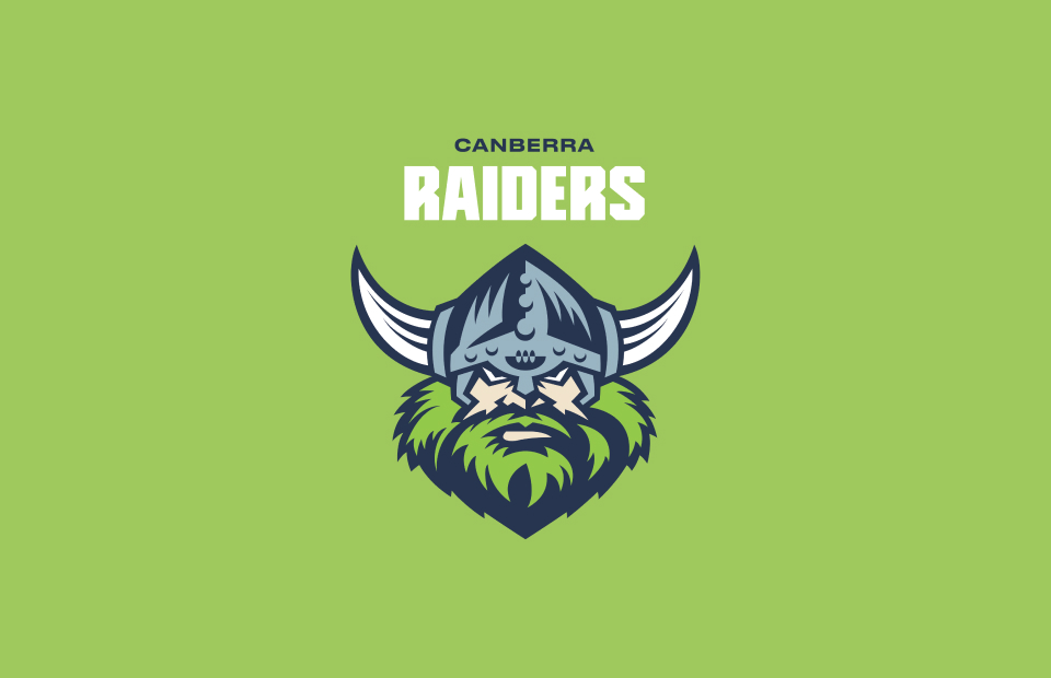 Canberra Raiders logo on green background